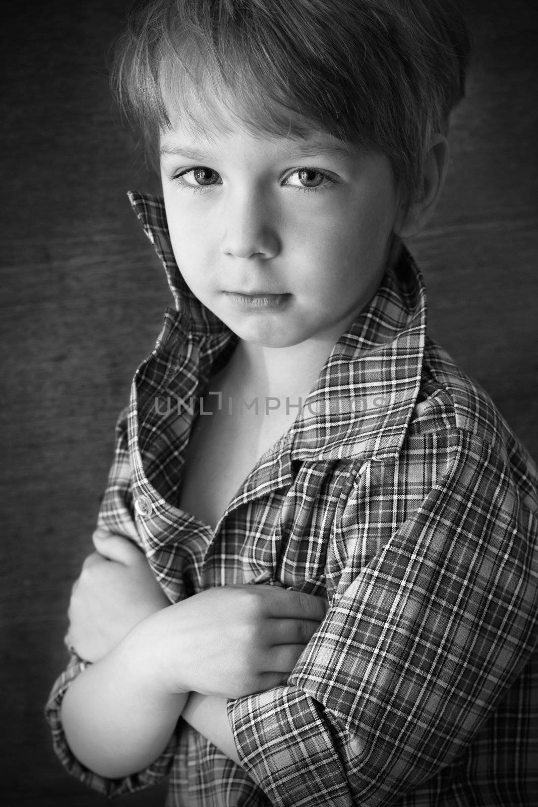 portrait of a beautiful boy on a brown background