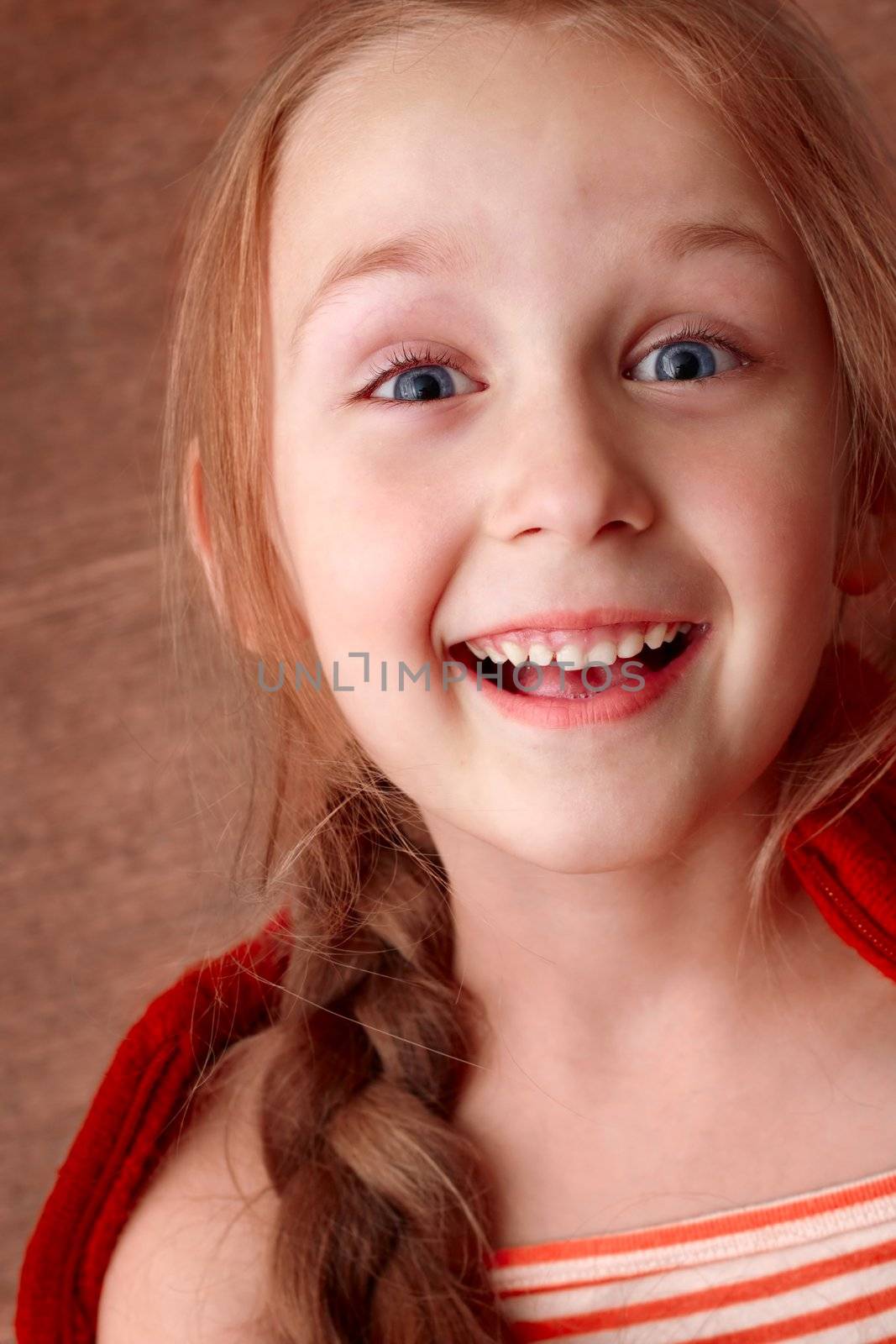 beautiful girl in red dress smiling