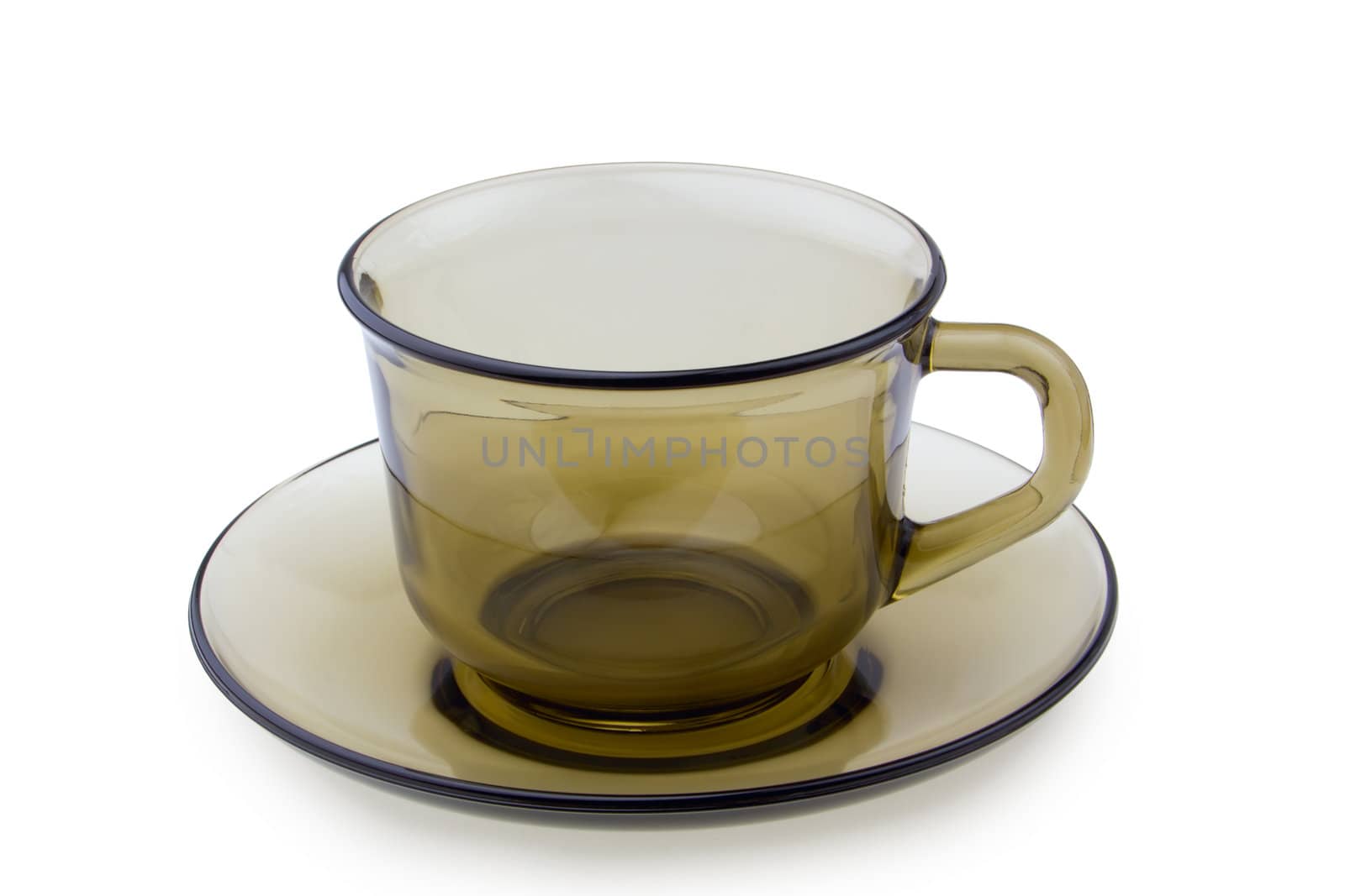 Cup and plate isolated on white background