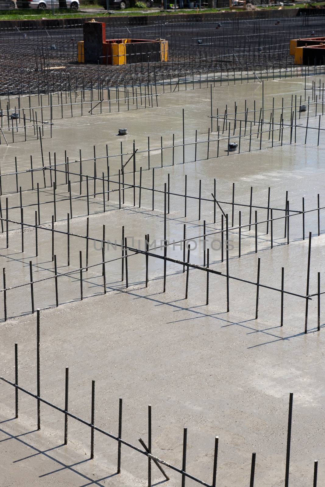 Details of the concrete foundation for a new building