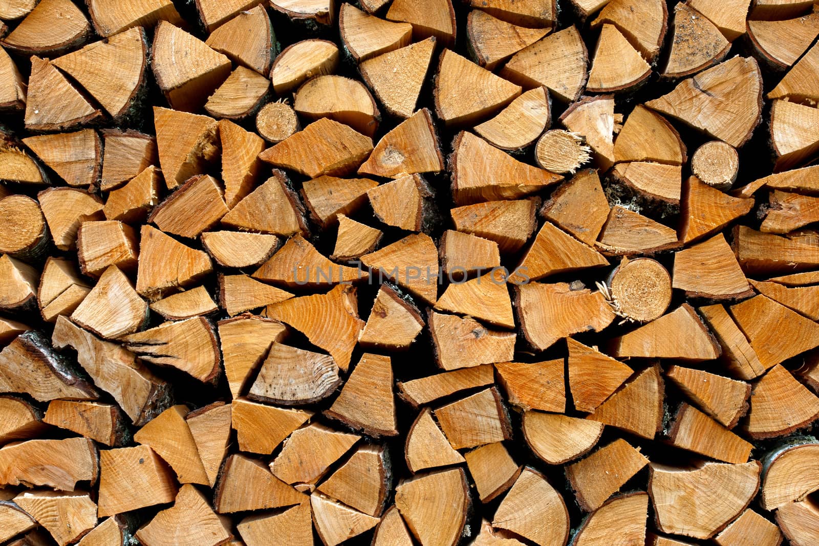 Stack of firewood - wooden abstract background
