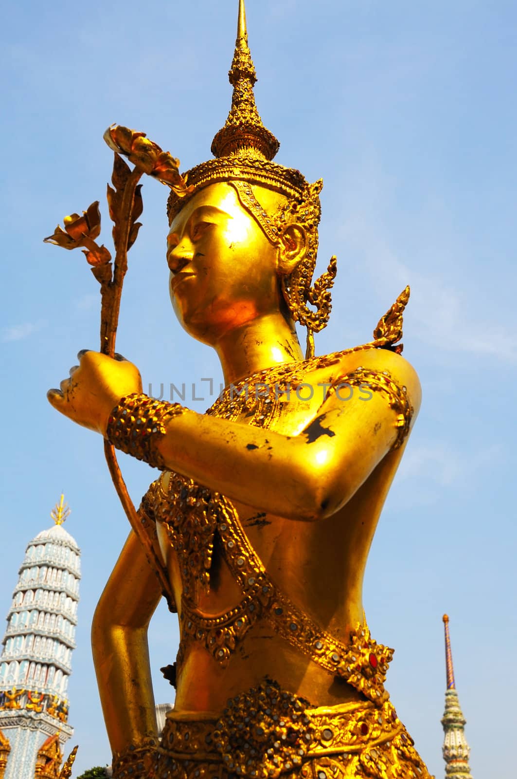 Physical gold statue in thai temple, Thailand