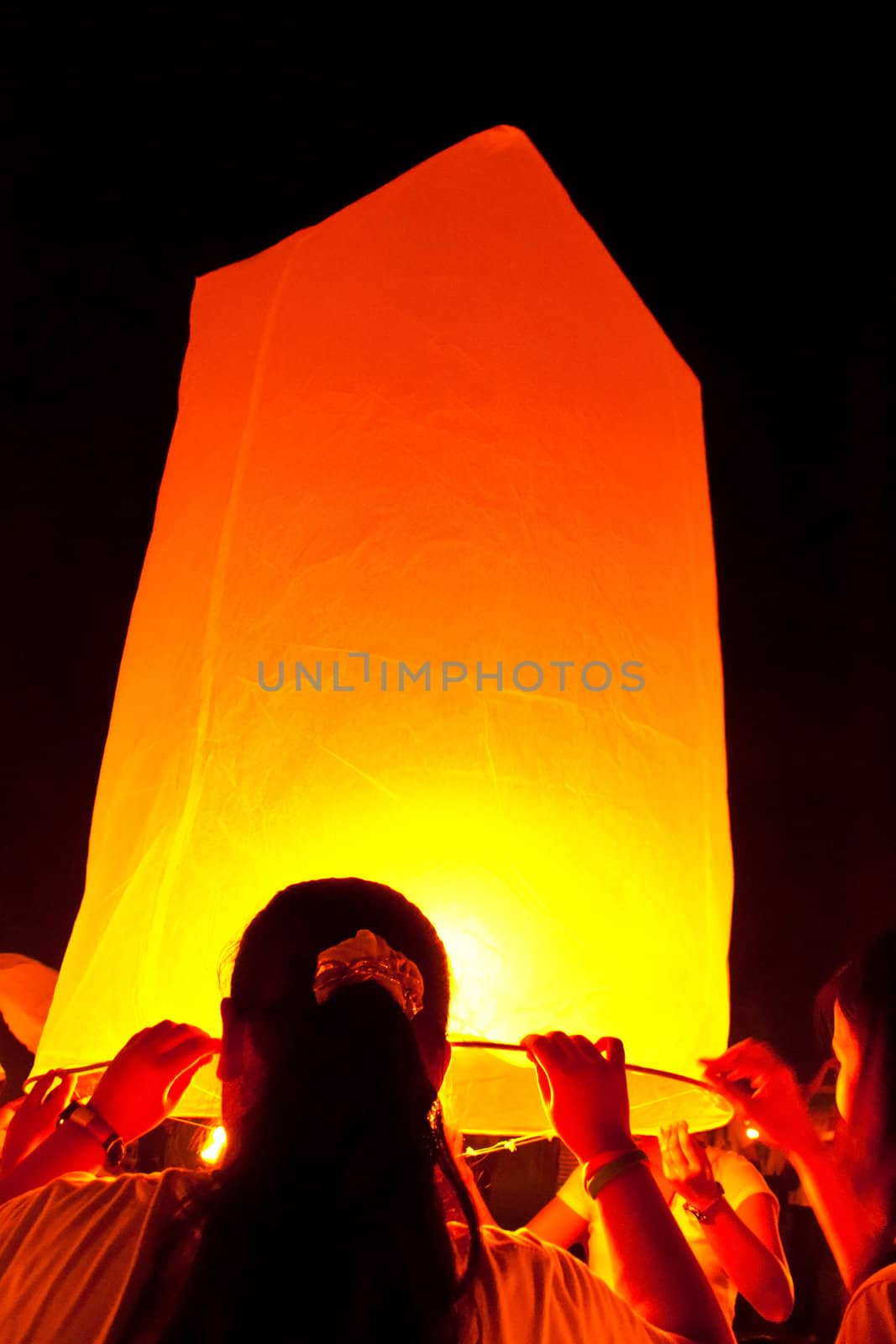 Thailand, Loy Krathong and Yi Peng Festival Chiang Mai Province at night