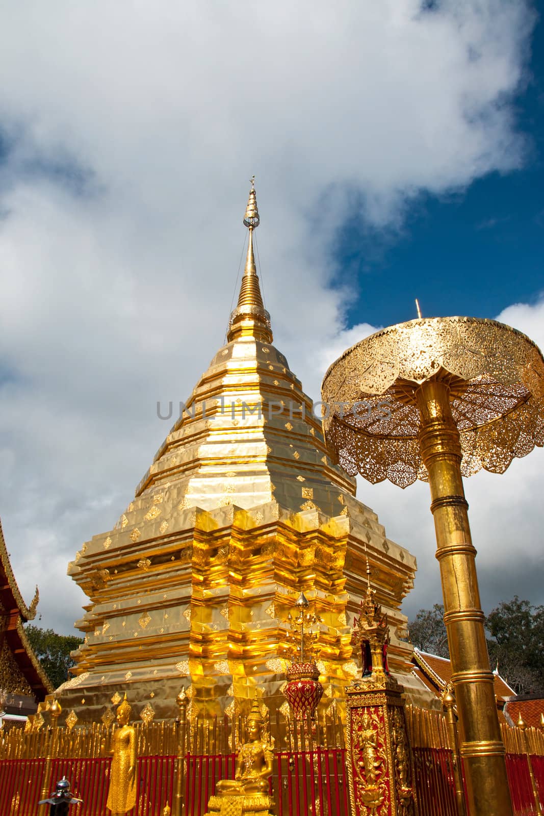 Gold details of temple platform