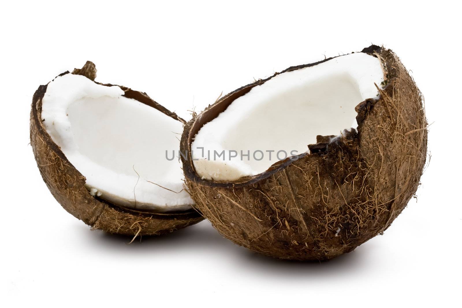 Fresh coconut on white isolated background