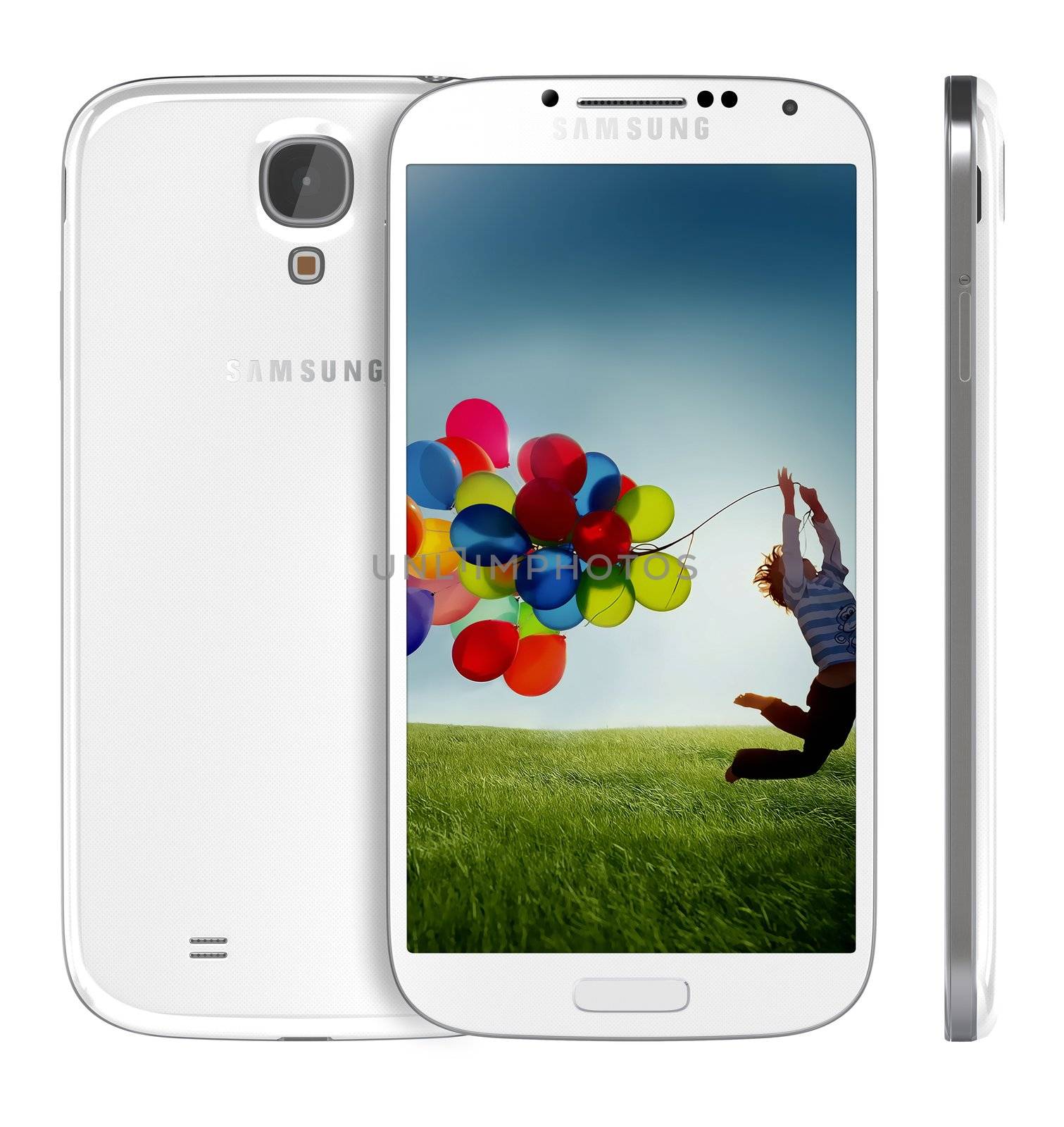 Galati, Romania - April 14, 2013: The Samsung Galaxy S4 handset steadily draws from the same design language as the S3, but takes almost every spec to an extreme -- the screen is larger, the processor faster and the rear-facing camera stuffed with more megapixels.