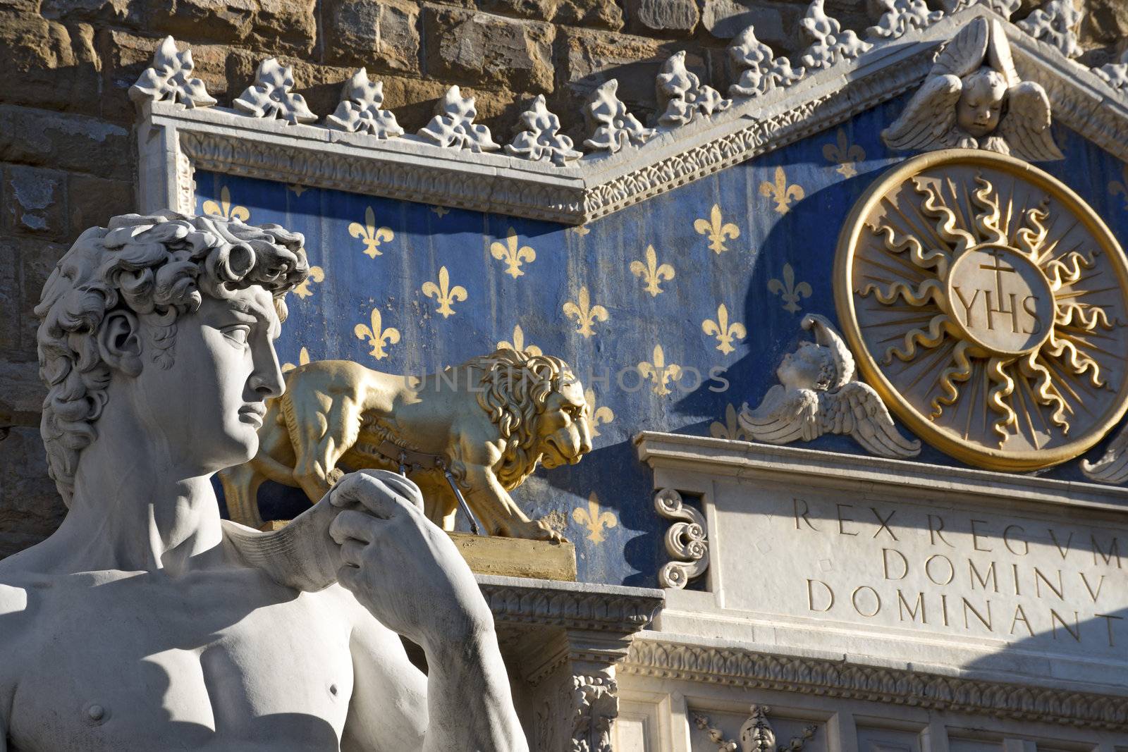 Replica of Michelangelo's David statue in Piazza Signoria - Florence Italy