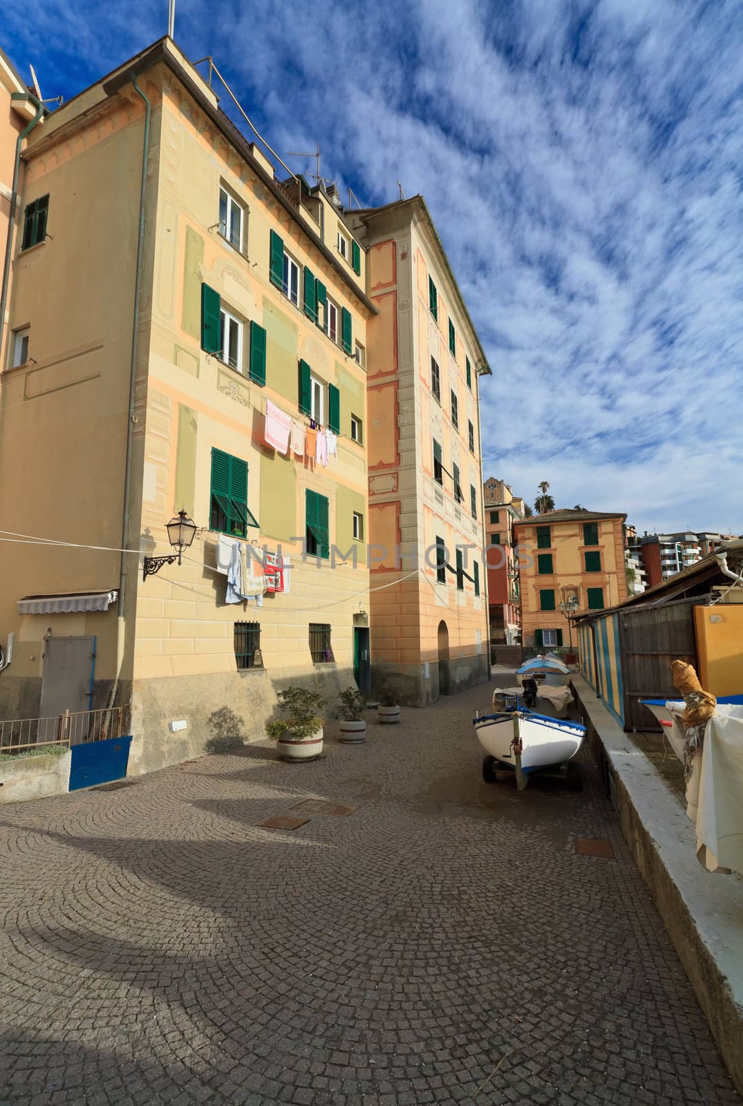 urban view in Sori, small village in Liguria, Italy