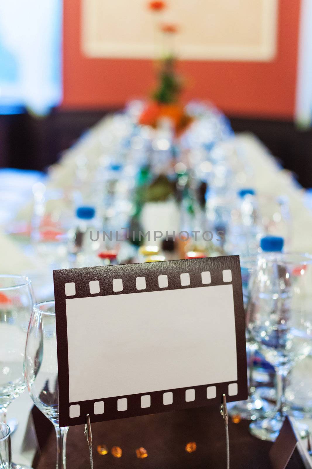 Movie film sign for a wedding dinner table