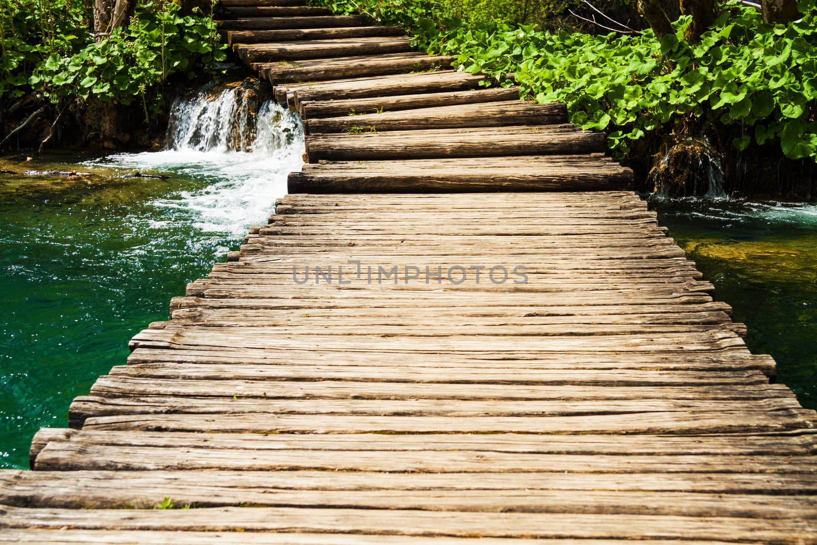 Wooden path in Plitvice Lakes National Park, Croatia by Lamarinx