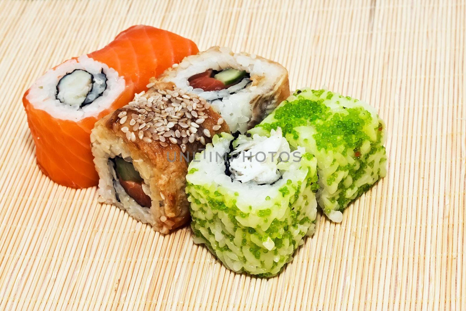 Traditional Japanese food Sushi, close-up