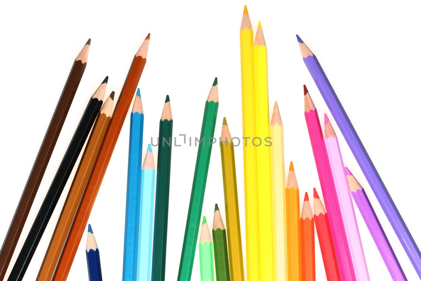 Colorful crayons isolated over white