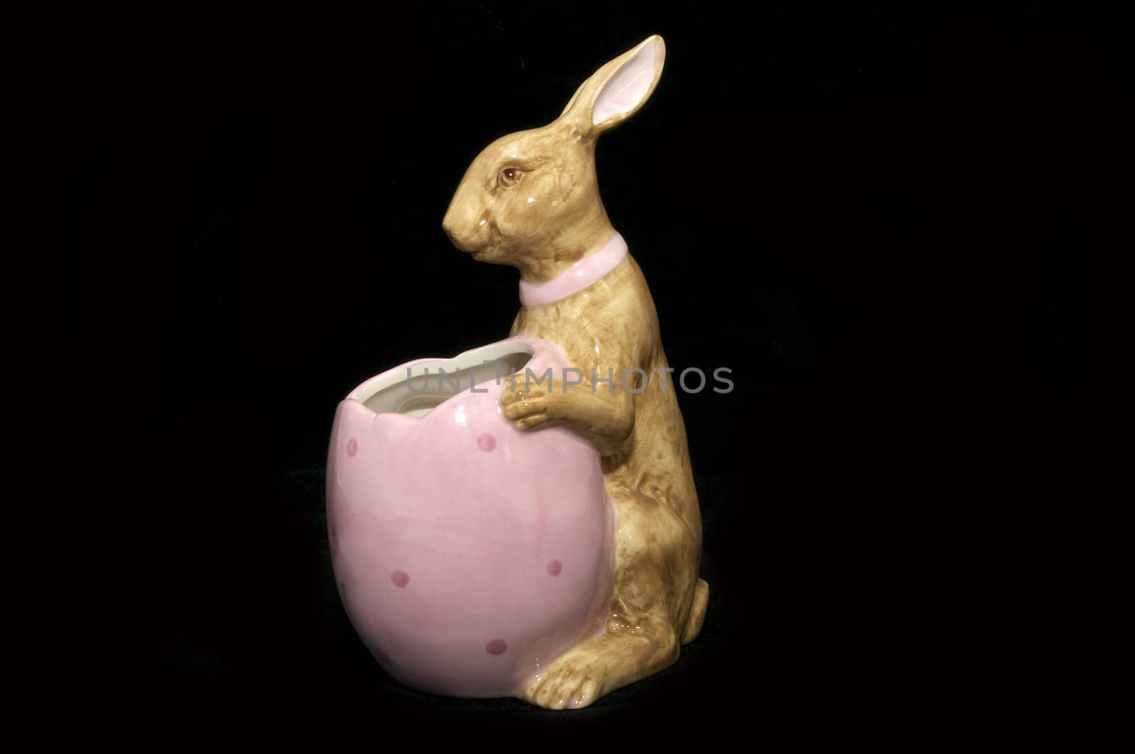 Ceramic Easter Bunny on a black background