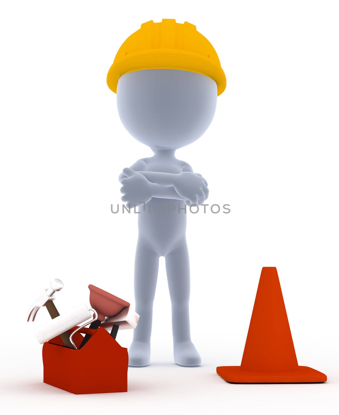 Builder, toon worker with tools by photocreo