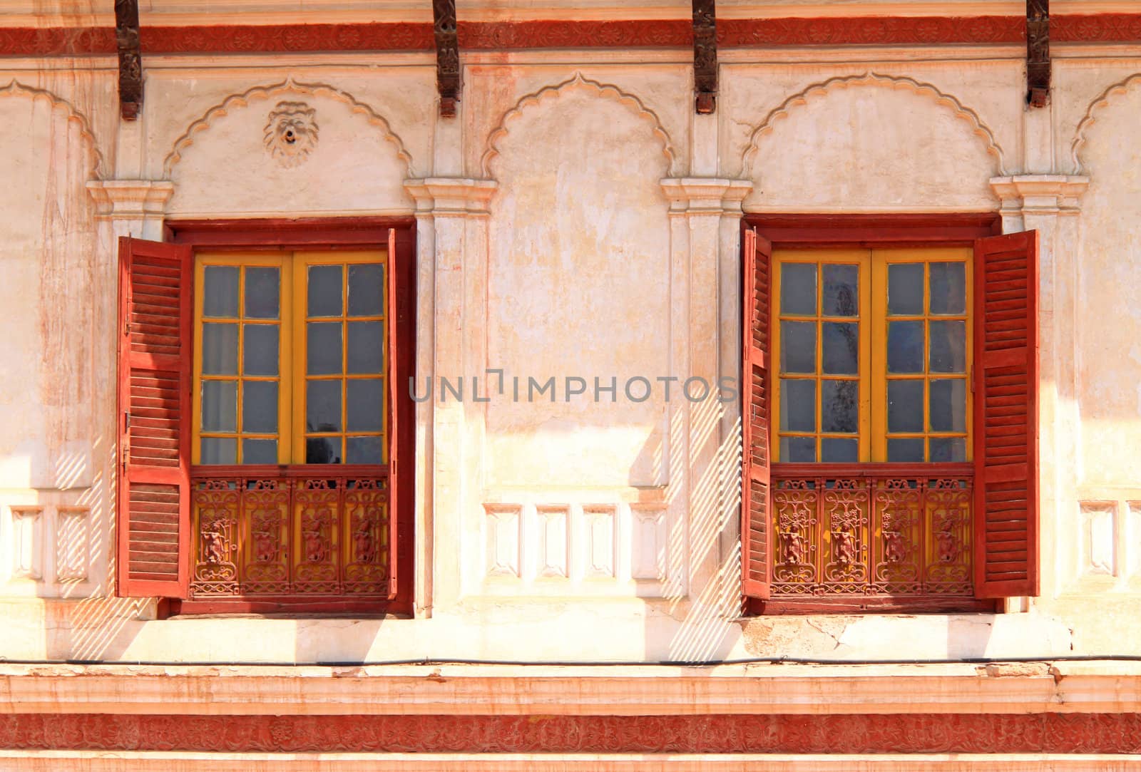 Ancient windows style on old building by nuchylee