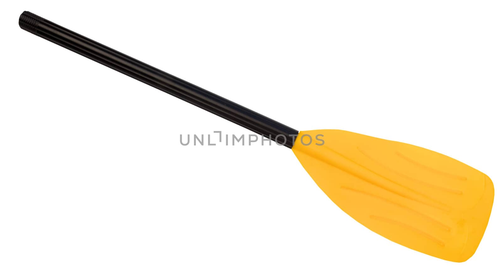 Yellow oar (paddle), isolated on white