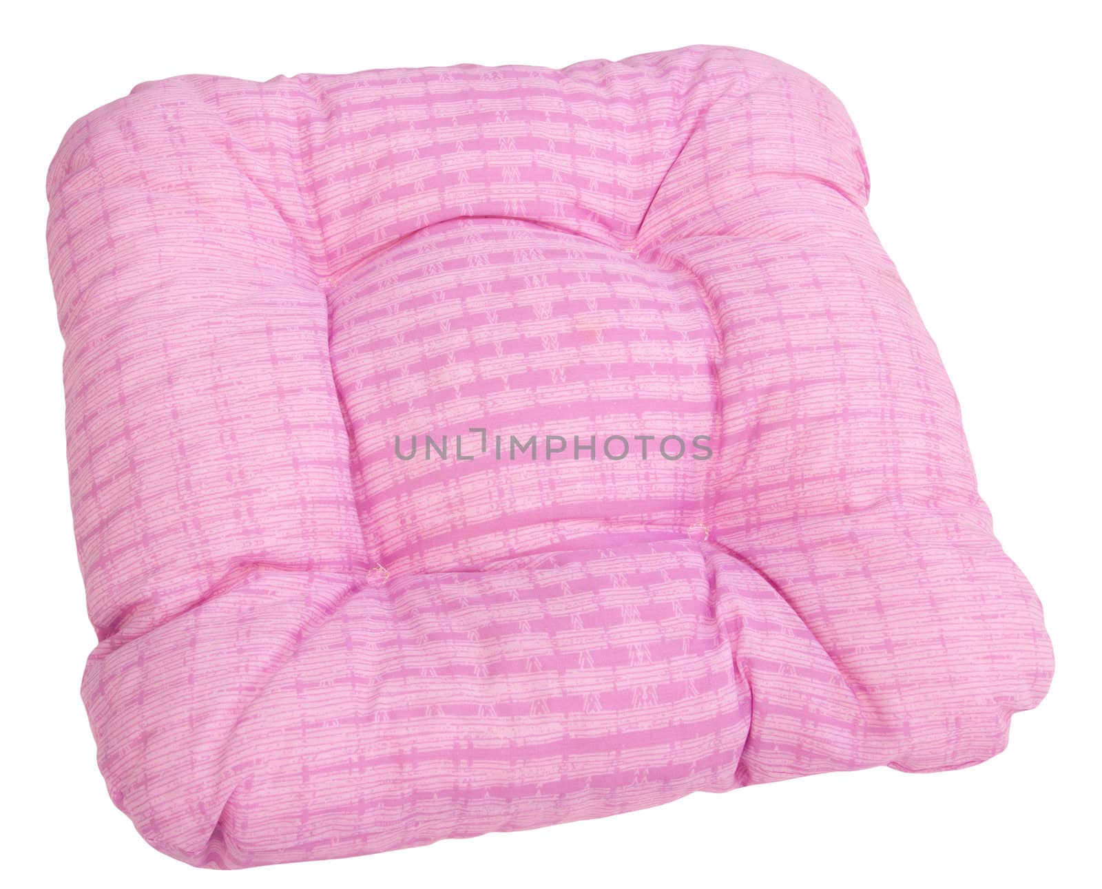 Pillow with pink pattern, isolated on background