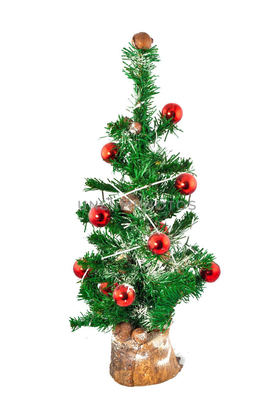 Artificial Christmas tree isolated on white background