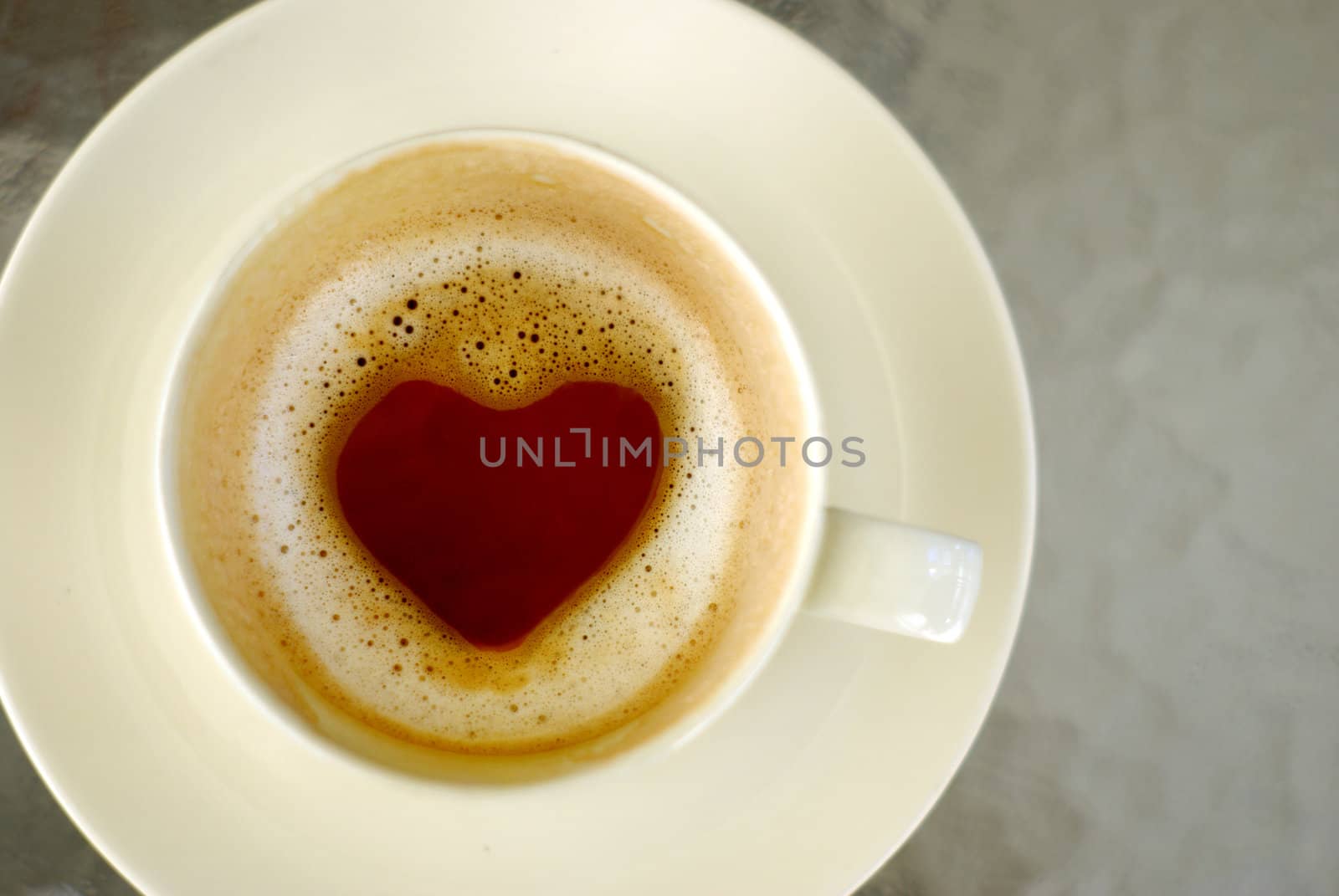 Hot coffee cup, Heart shape inside cup