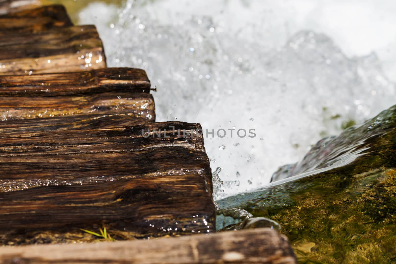 Wet wooden stairs with whitewater by Lamarinx