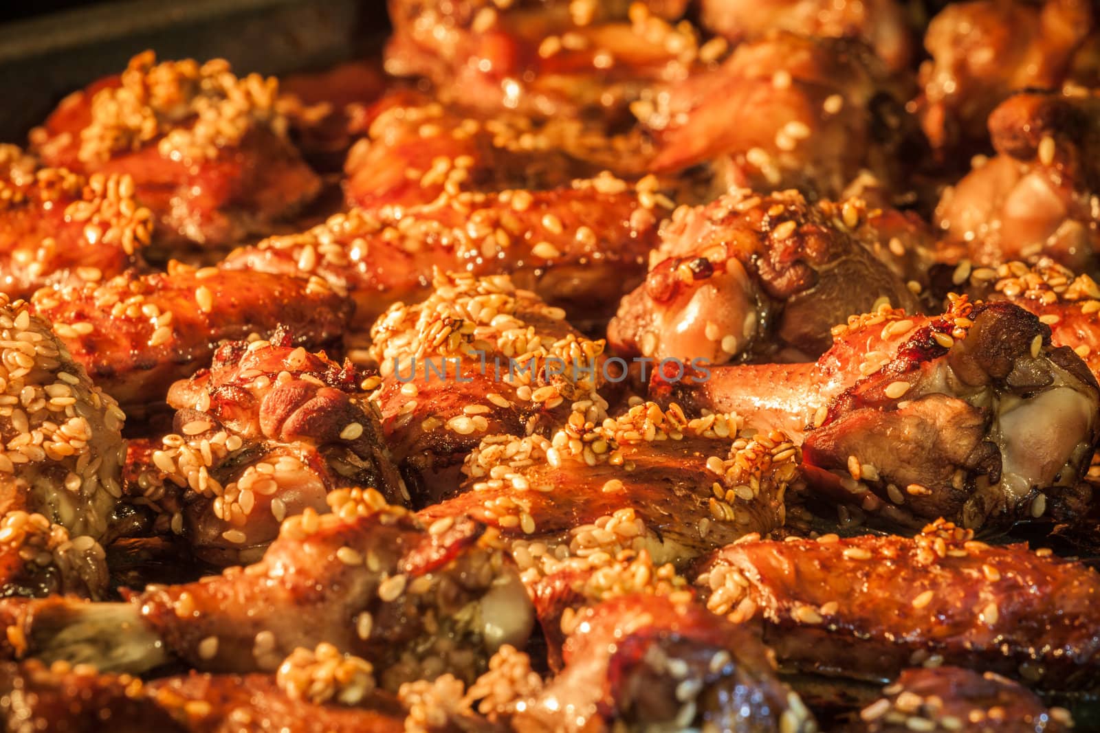 Chicken wings with sesame seeds in the oven