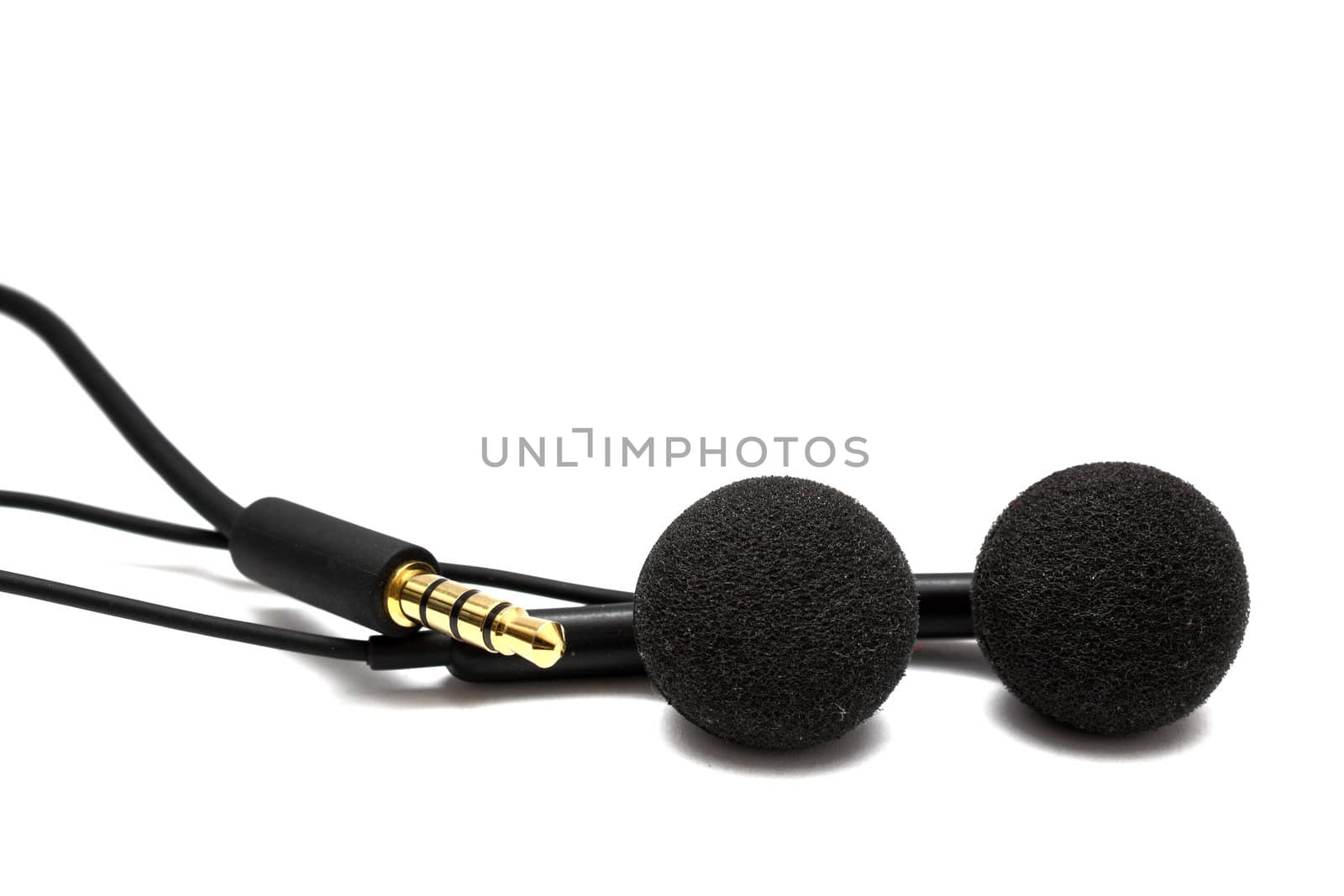 model of black headphones isolated on white background