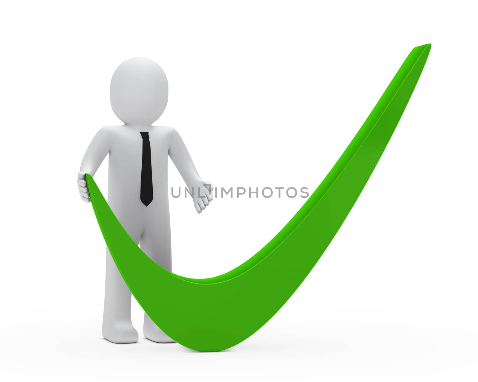 businessman with tie hold big green check