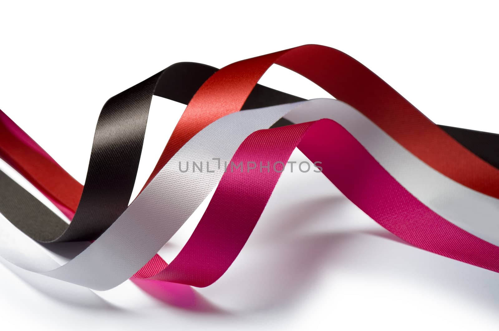 ribbons pink, red, brown and white