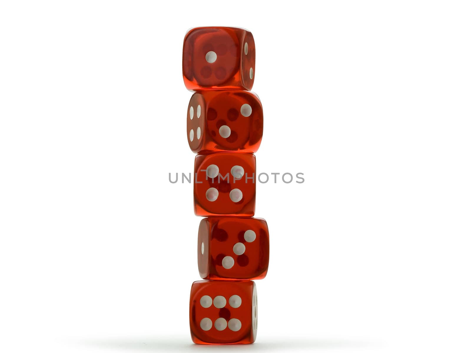 Red dice on white background