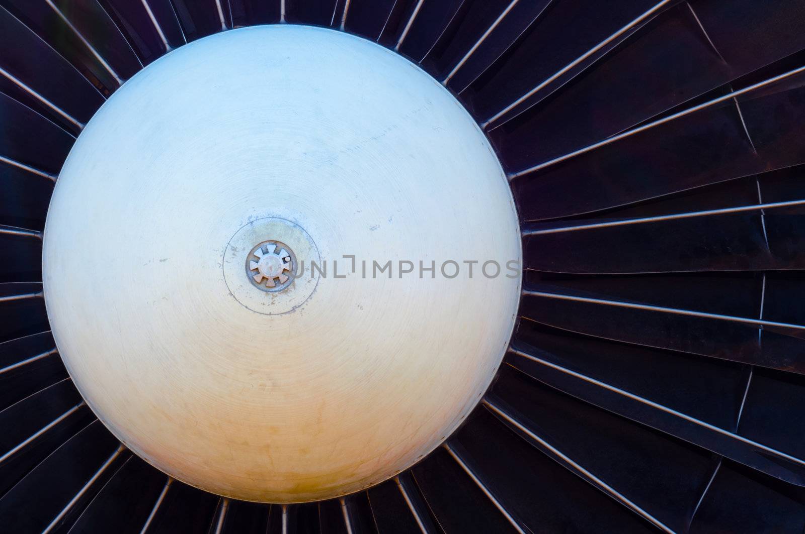 Closeup of a jet turbine engine