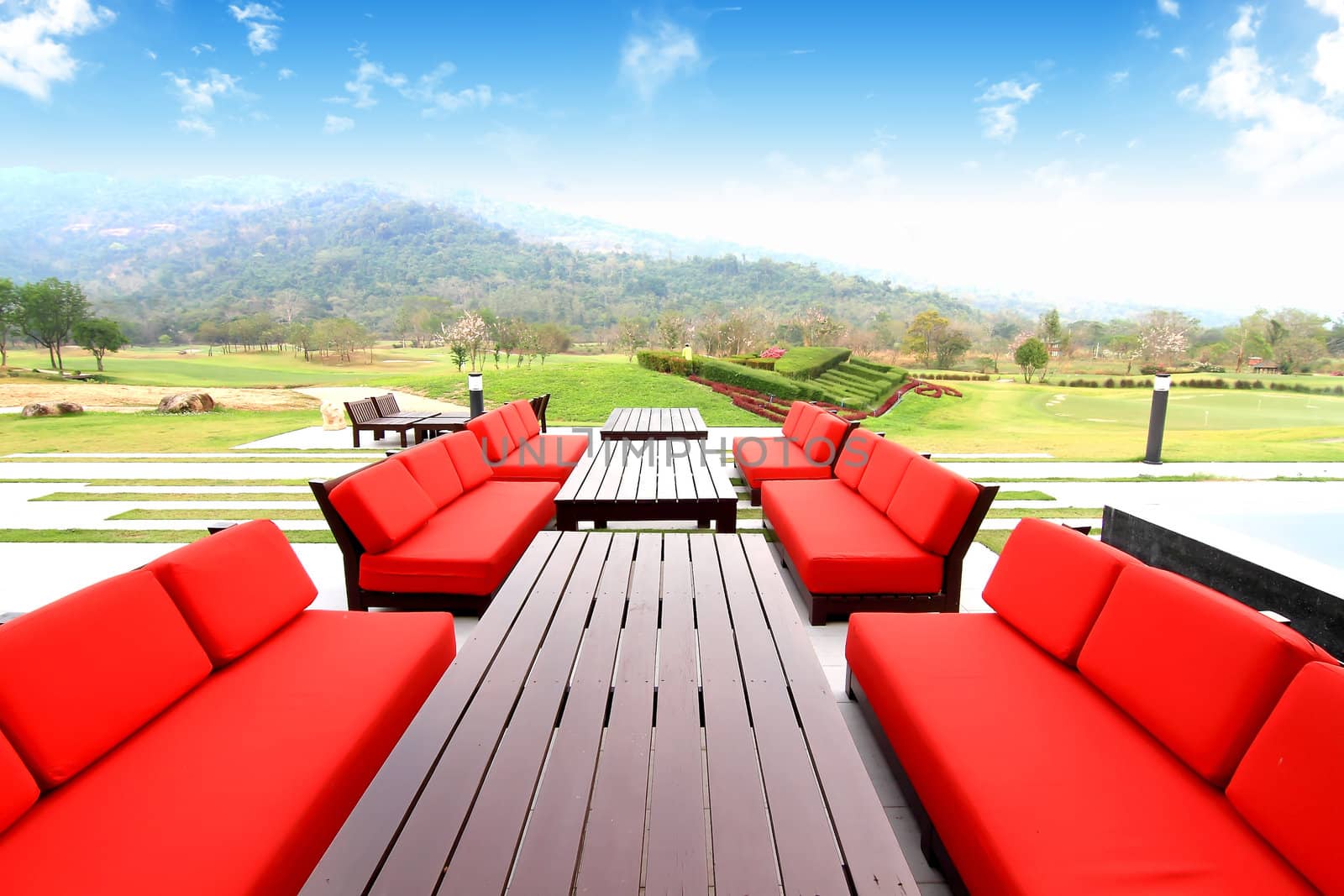 Beautiful outdoor space with a table and chairs