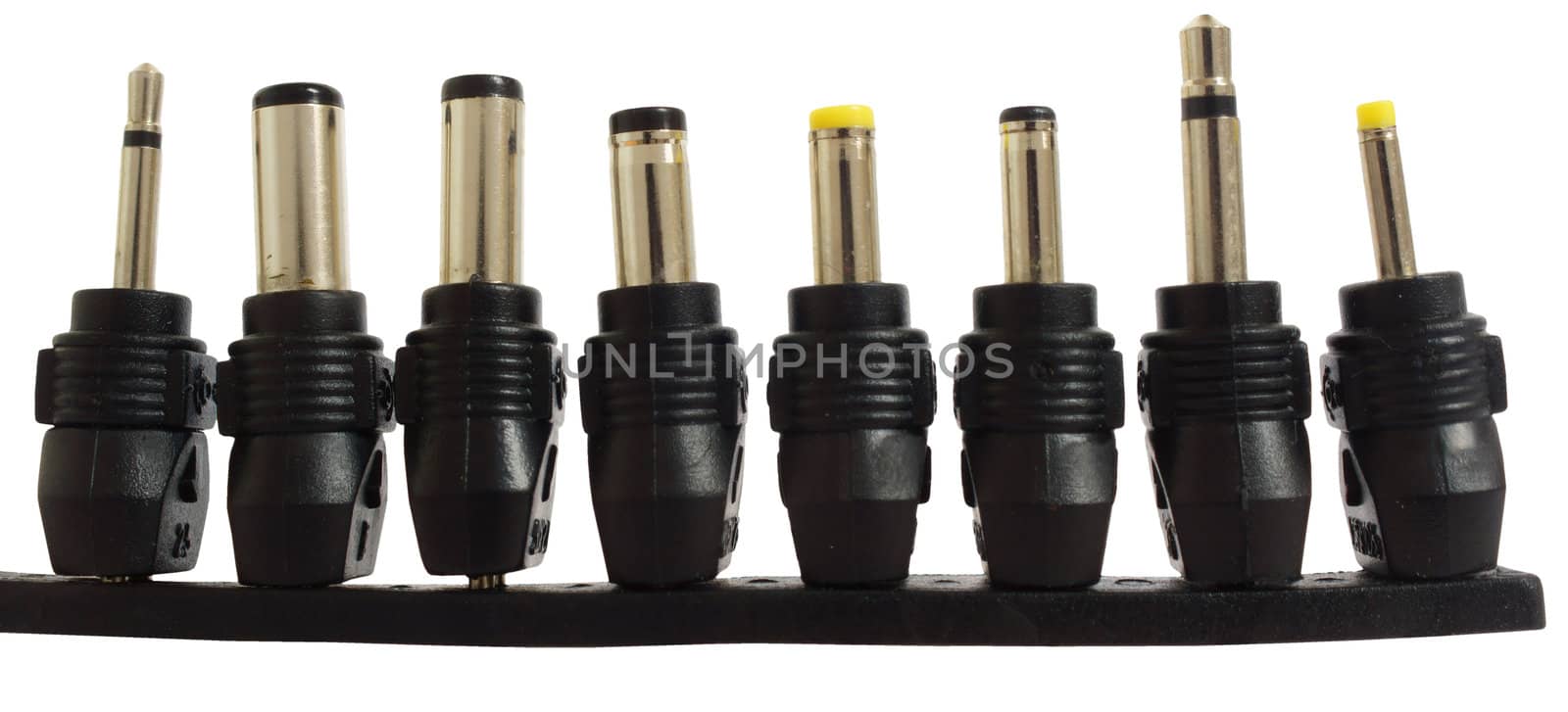 Series of adapter power plugs, isolated on background