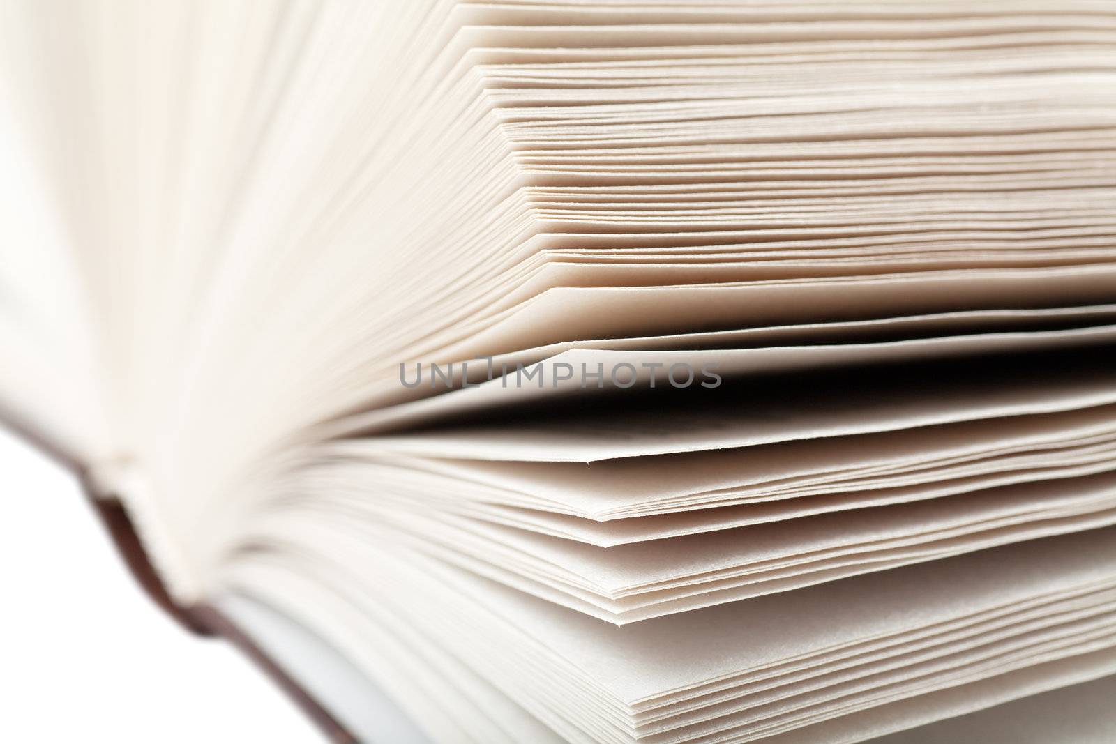 Open book over white background