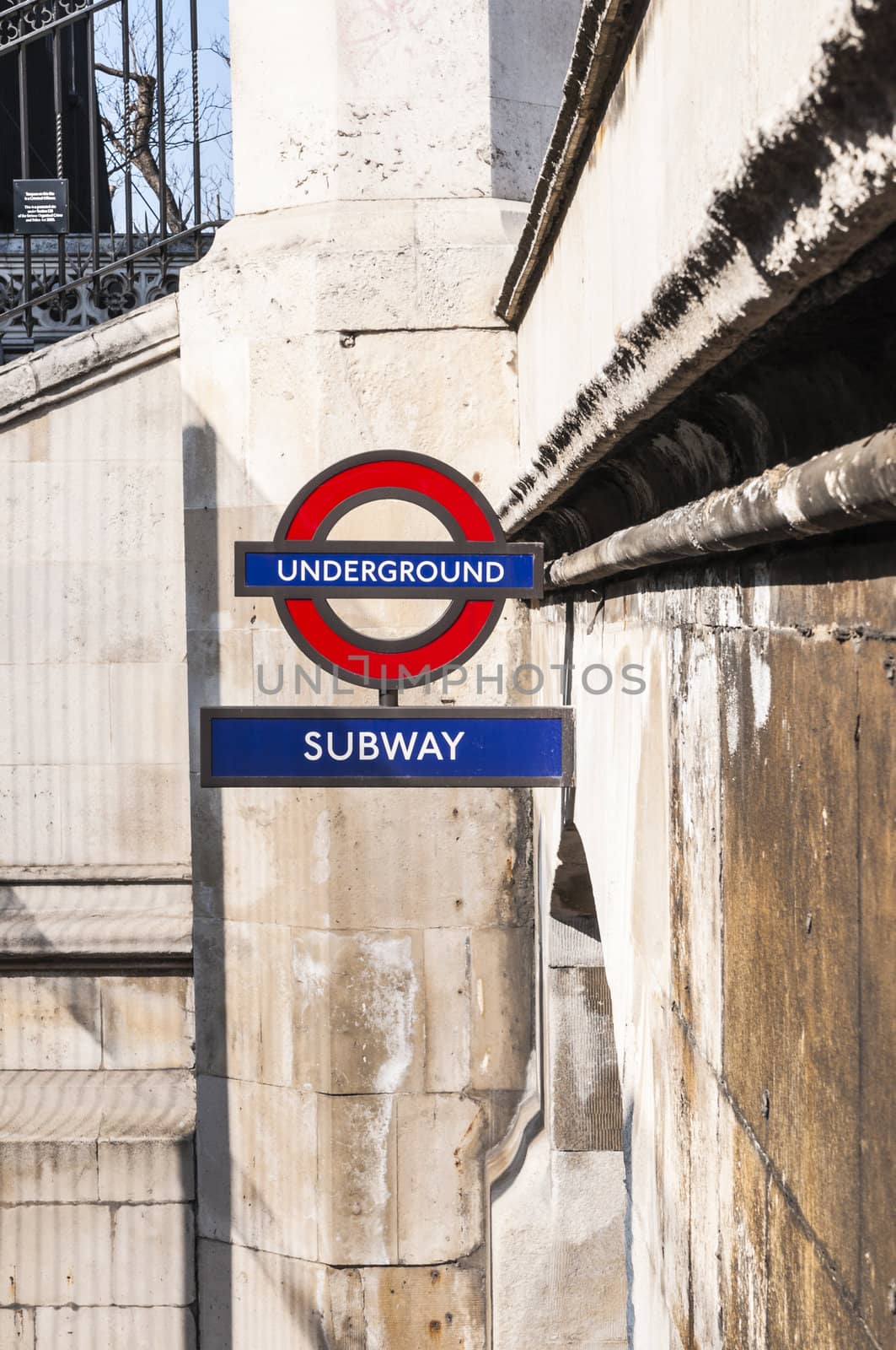 LONDON, UK - APRIL 02: London Underground sign at Westminster entrance. April 02, 2012 in London.