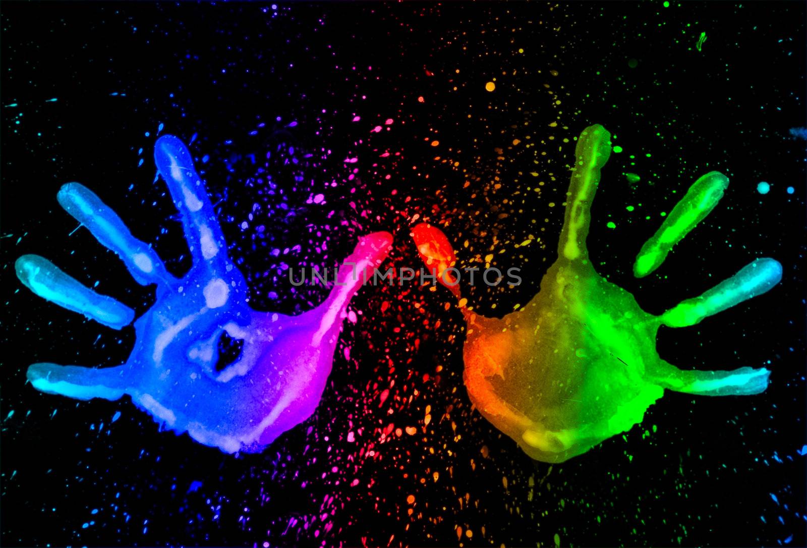 mark pairs of hands, bright colors