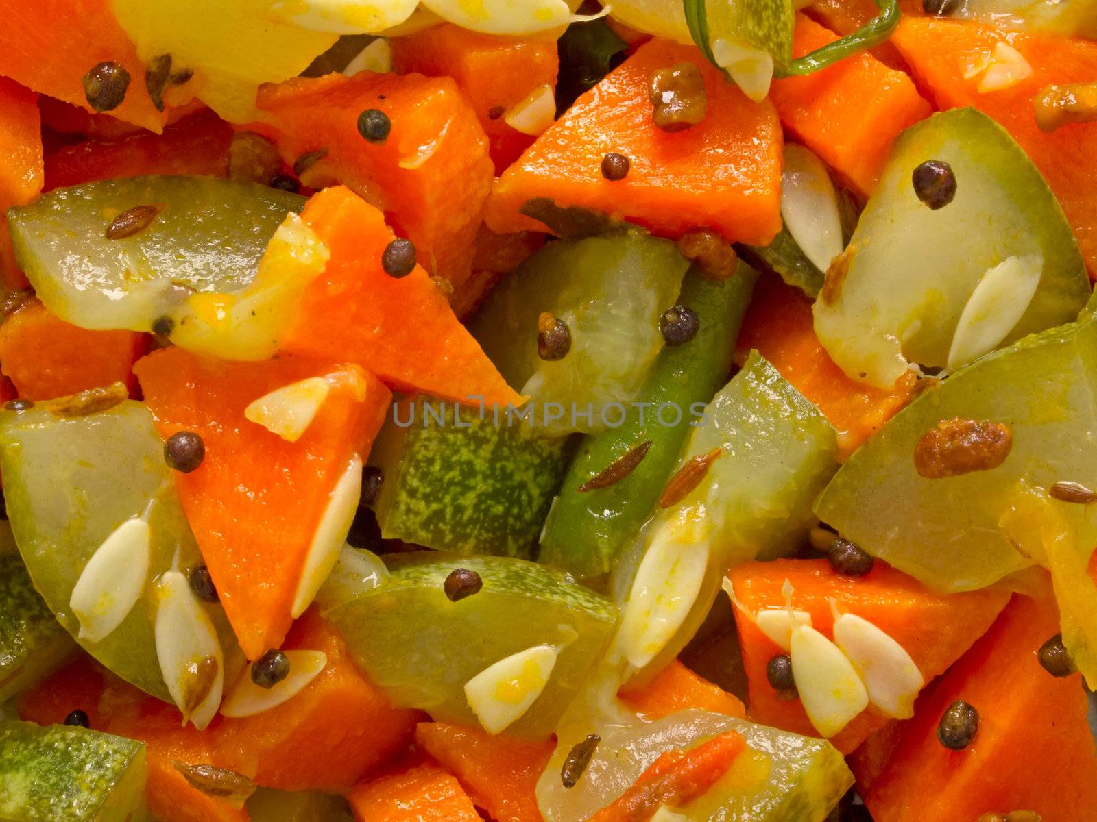 close up of indian vegetable medley food background