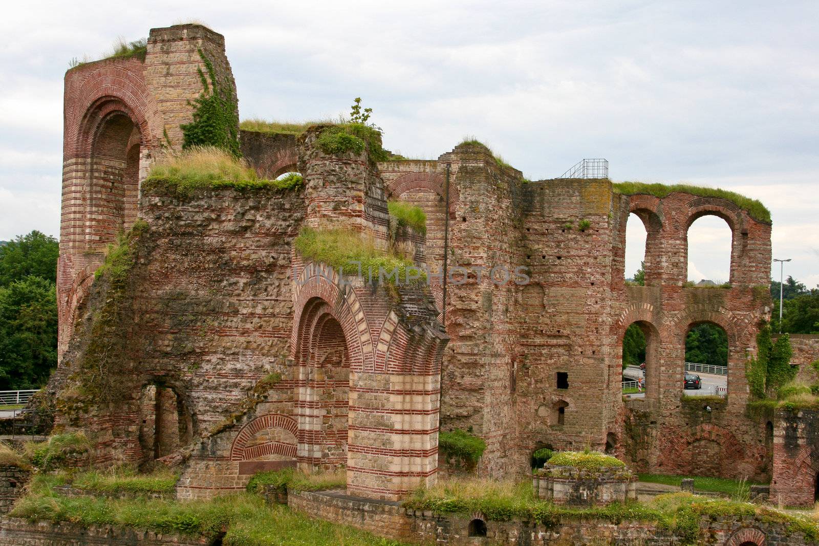 Ruins of ancient Imperial Baths, Kaiserthermen, in city of Trier, Rhineland-Palatinate, Germany 