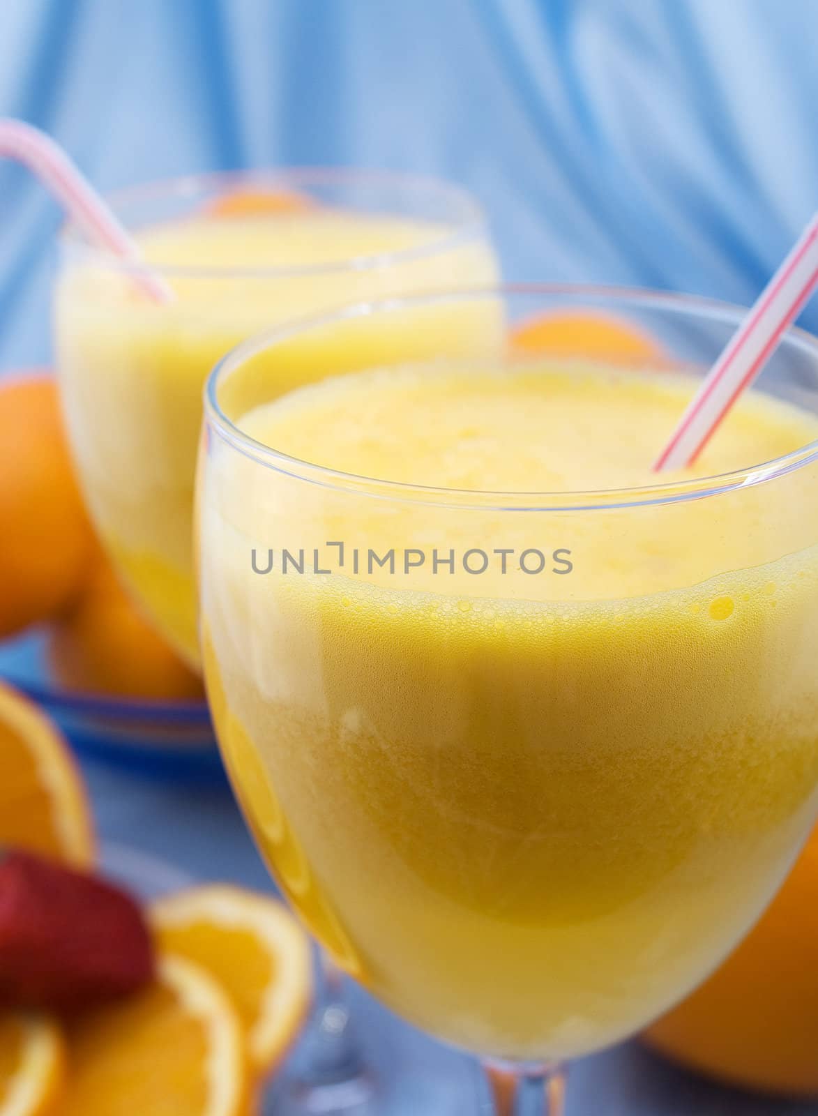 Close-up of glass of orange juice