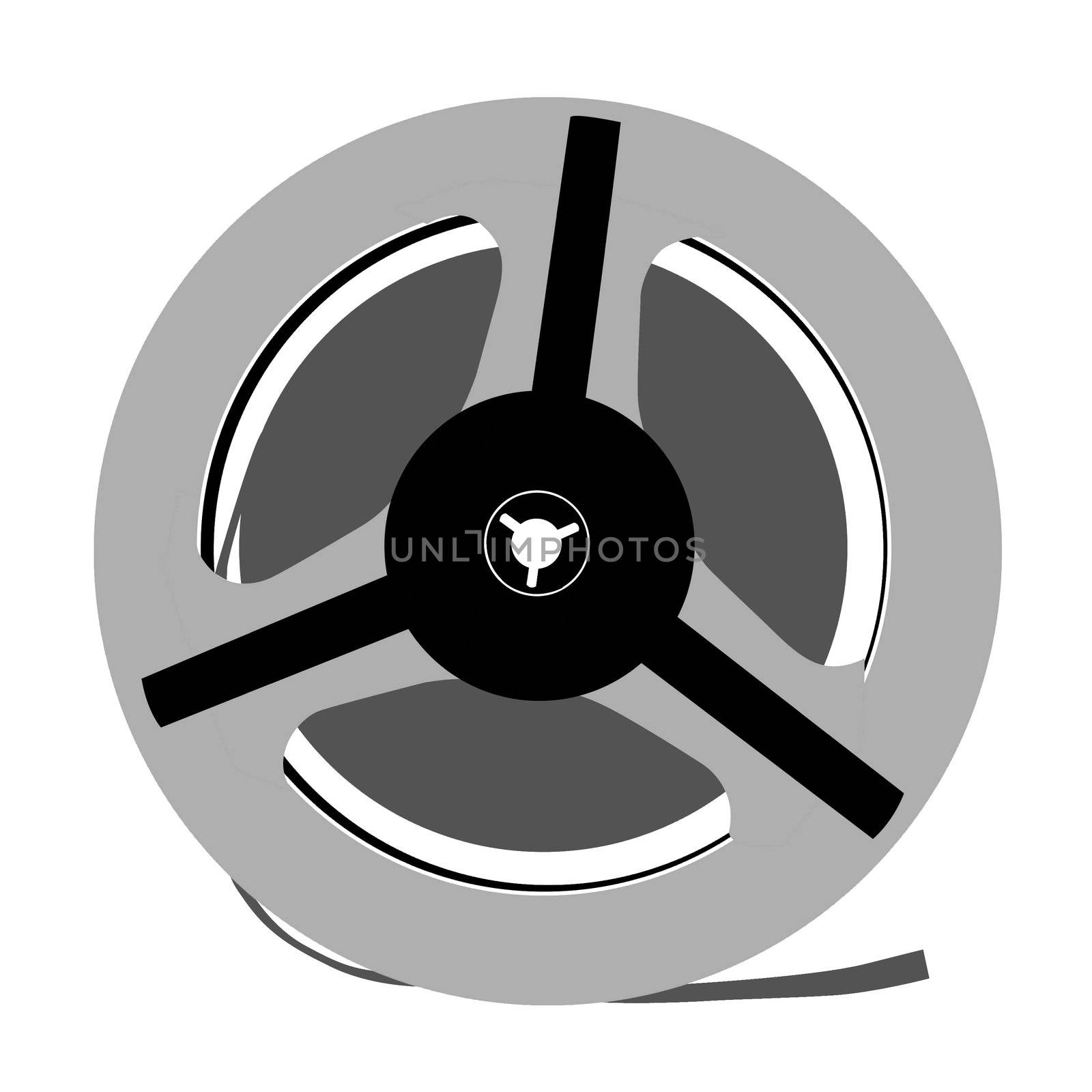 aging tape reel on white background