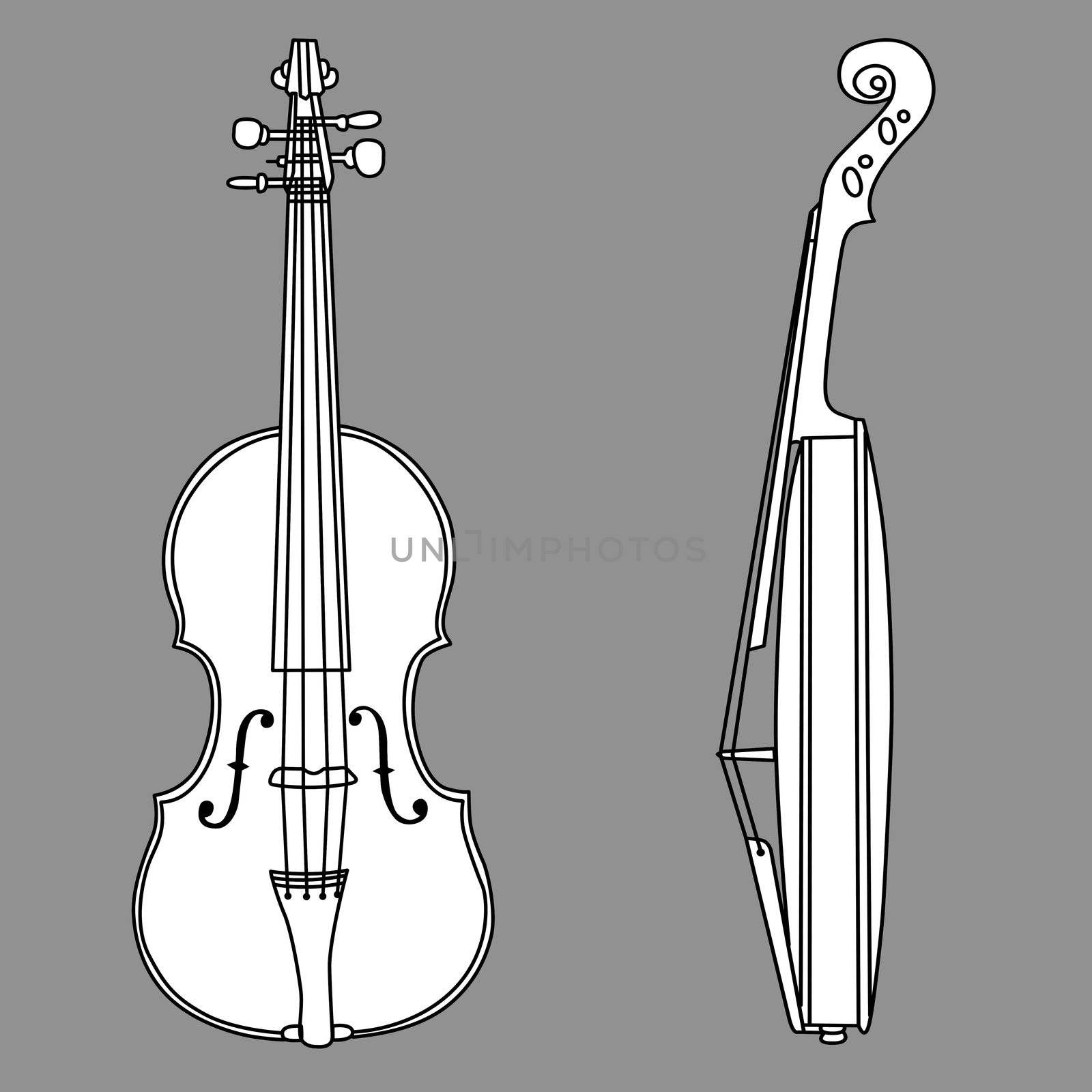 violin silhouette on gray background