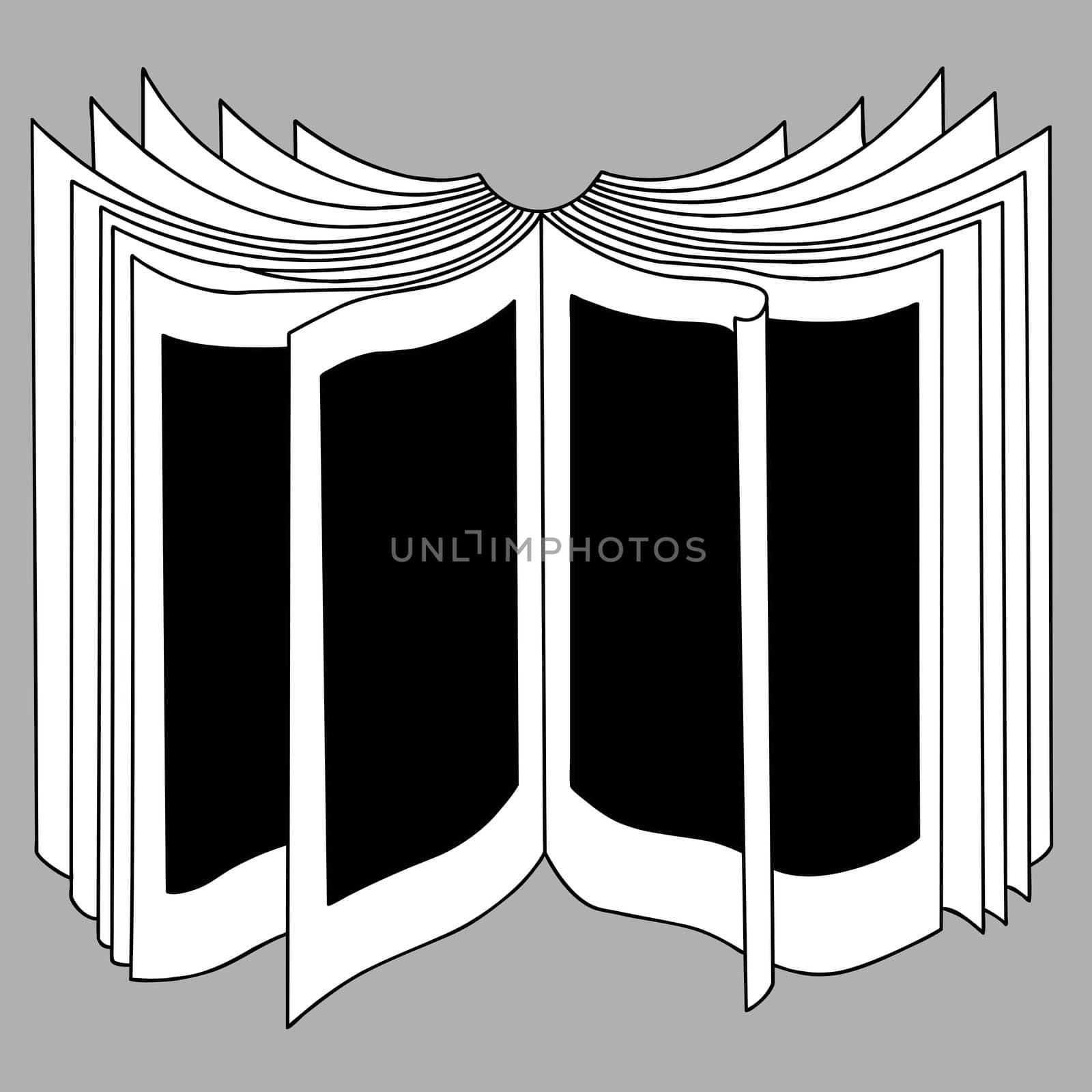 openning book silhouette on gray background