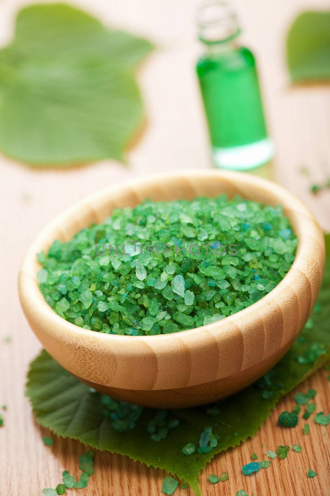herbal salt and leaves 