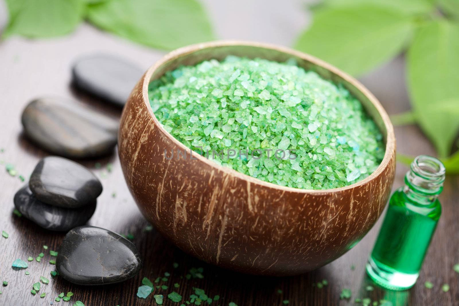 herbal salt and stones 