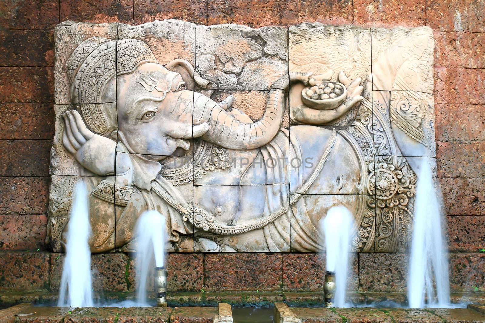 Stone carved sculpture of elephant god Ganesha