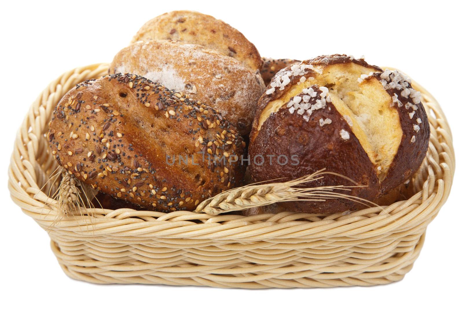 healthy bread in basket isolated