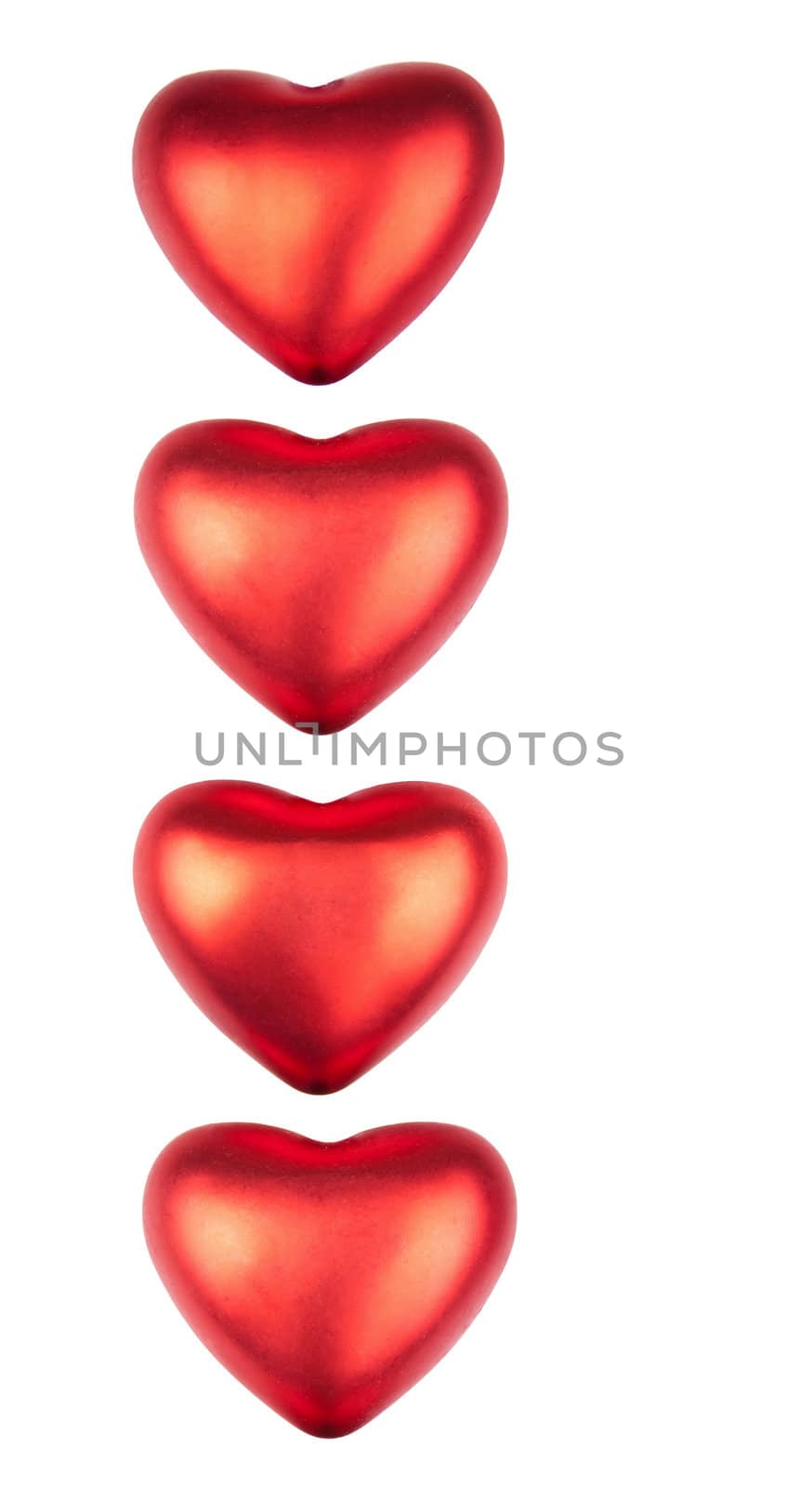 red hearts isolated 