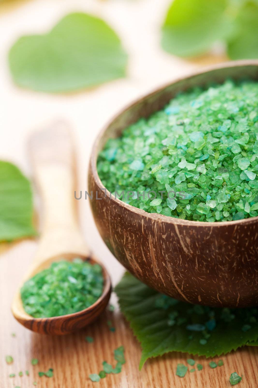 herbal salt and leaves