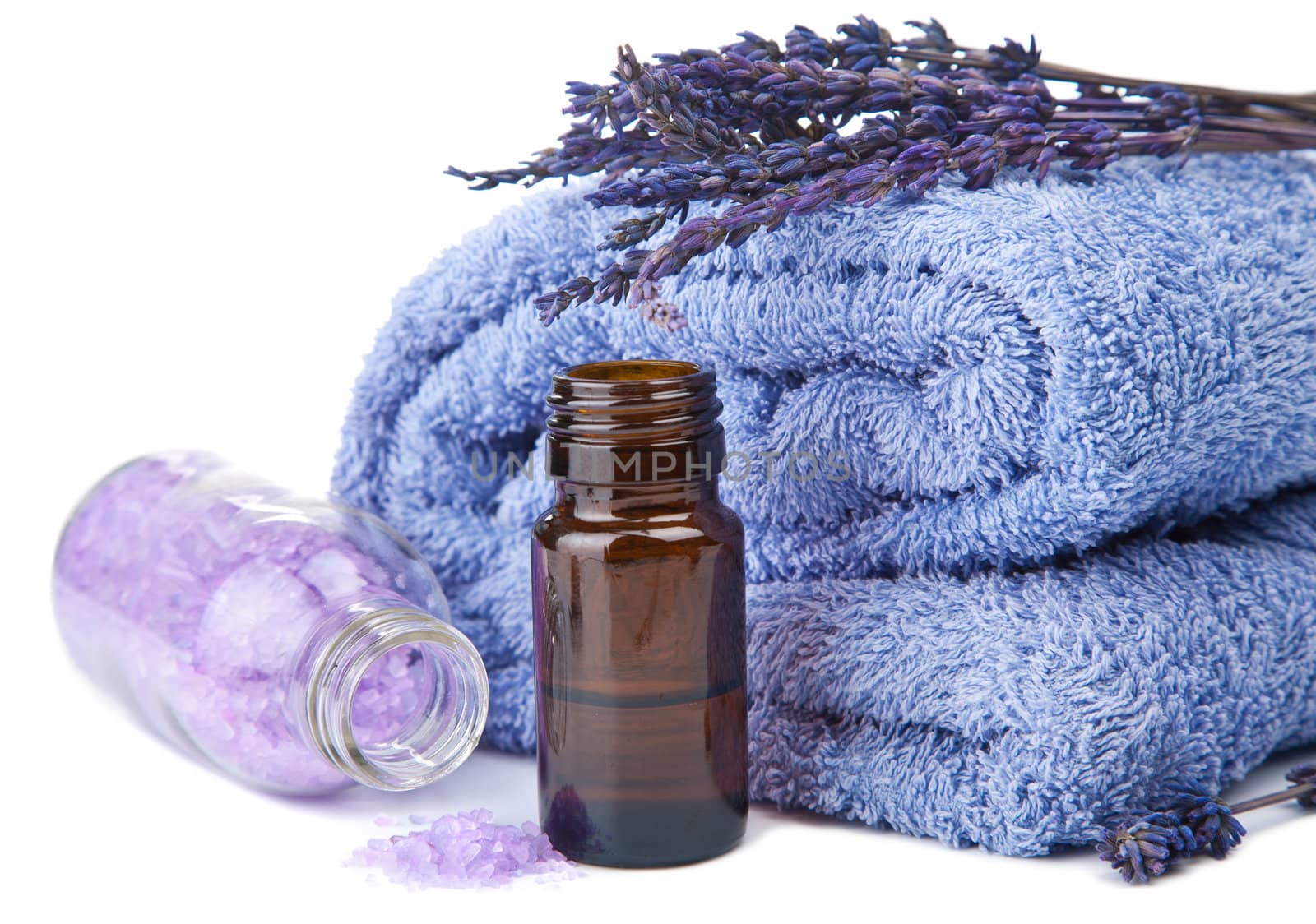 towel and lavender isolated 