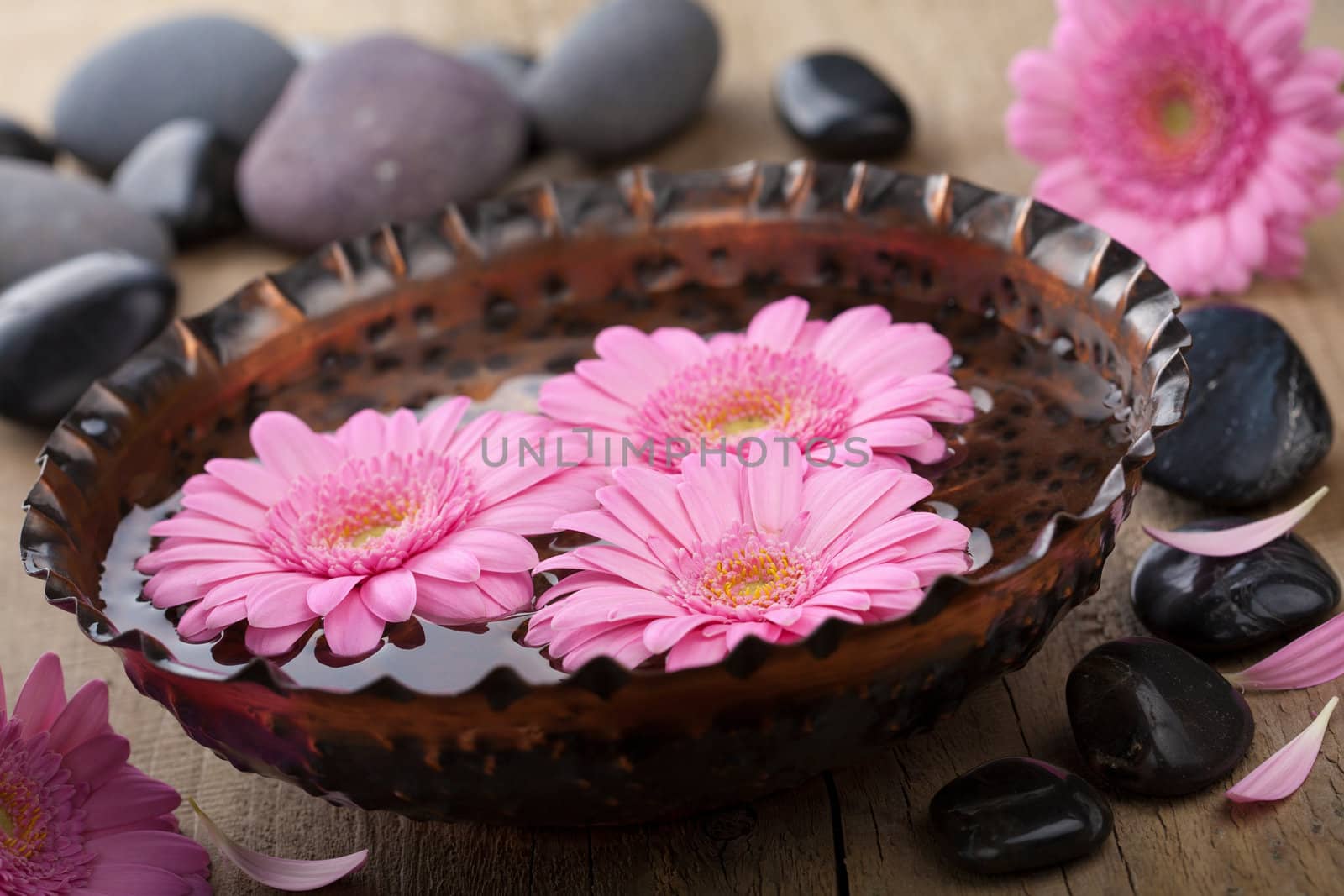 flowers in bowl for aromatherapy