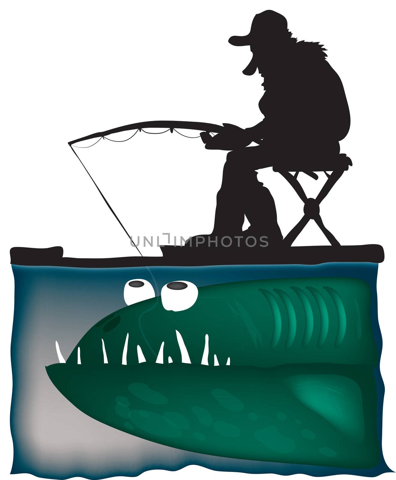 Fisherman, color vector illustration